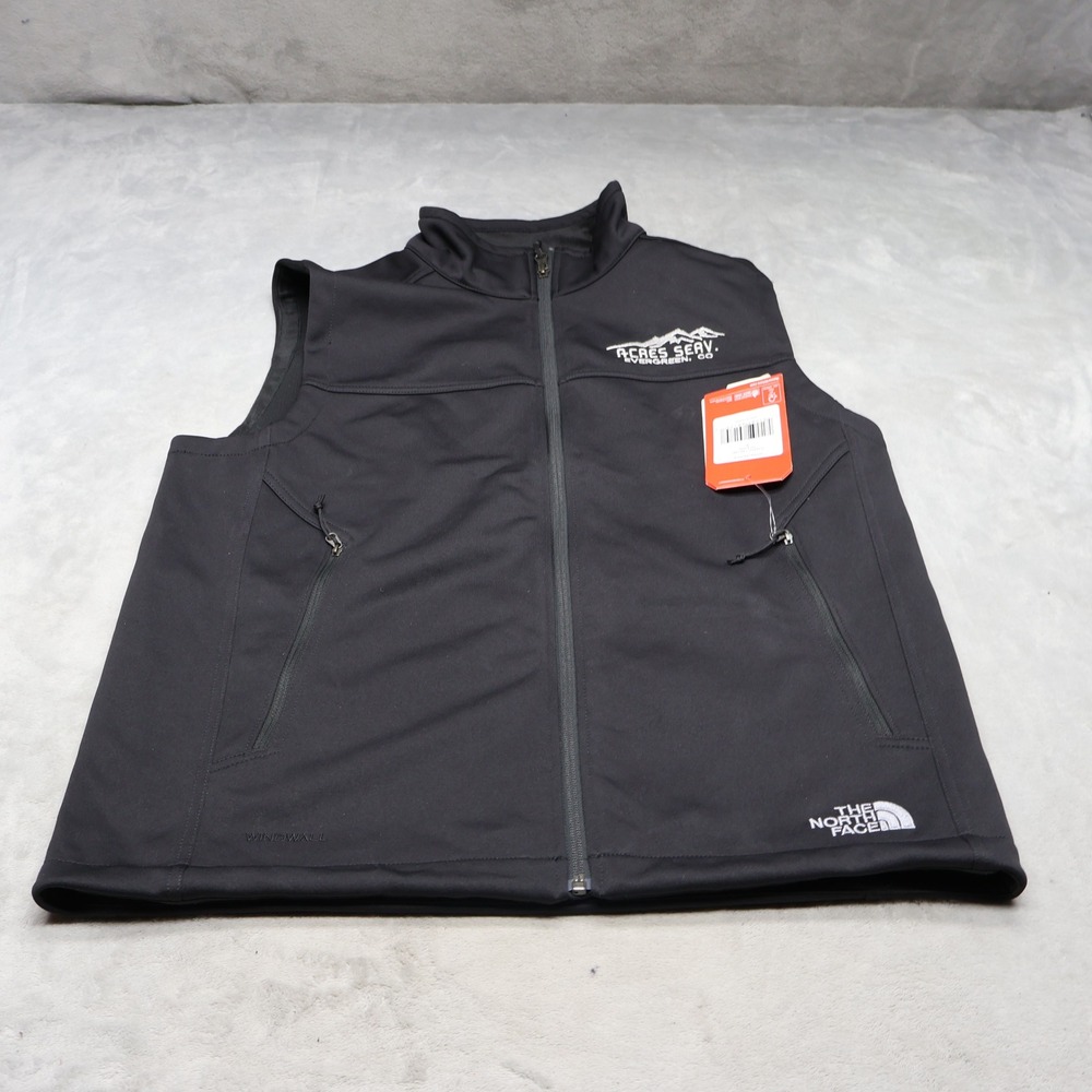 North Face Vest Mens Medium Black Ridgewall Softshell Wind Rain Outdoor LOGO NEW